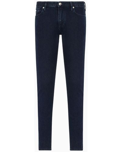 Emporio Armani J06 Slim-fit, Washed, 10.5 Oz Comfort-denim Jeans - Blue
