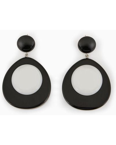 Emporio Armani Two-toned Pendant Earrings - Black