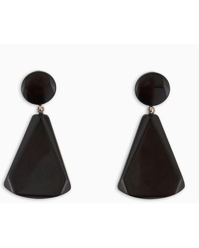 Emporio Armani Triangle-shaped Pendant Earrings - Black