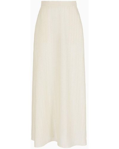 Emporio Armani Long Skirt With All-over Rectangle Design - White