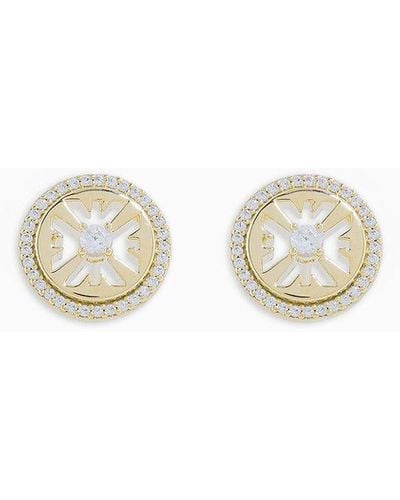 Emporio Armani Gold-tone Sterling Silver Stud Earrings - White