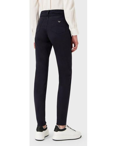 Emporio Armani J20 High-waisted Super Skinny Leg Jeans In Garment-dyed Drill - Blue