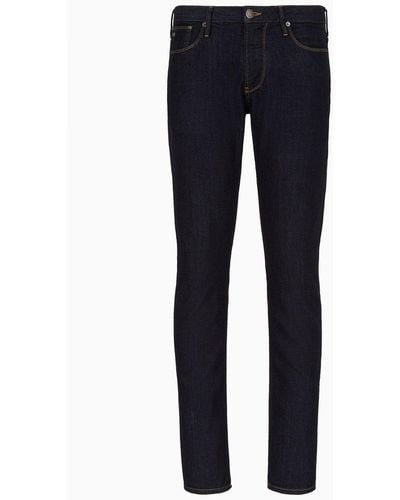 Emporio Armani J06 Slim-fit, Twill-melange Jeans In 10 Oz Comfort Denim - Blue