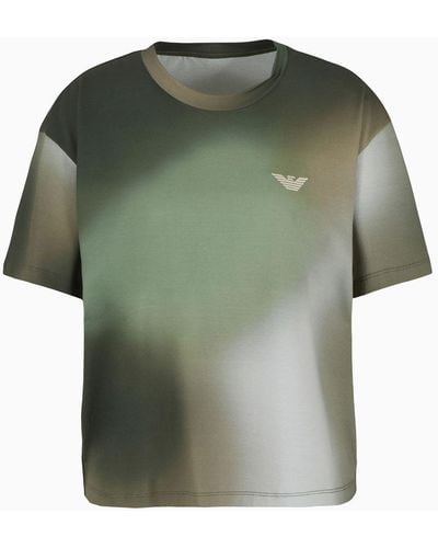 Emporio Armani Sustainability Values Capsule Collection Organic Jersey T-shirt With Camouflage Print - Green