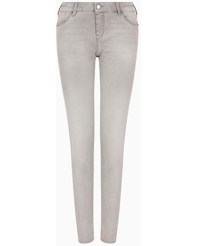 Emporio Armani Jeans J23 Vita Media E Gamba Super Skinny In Denim Used Look - Grigio