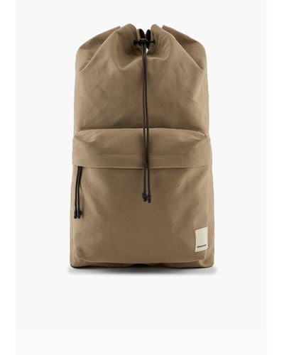 Emporio Armani Sustainability Values Capsule Collection Organic Canvas Drawstring Backpack - Natural