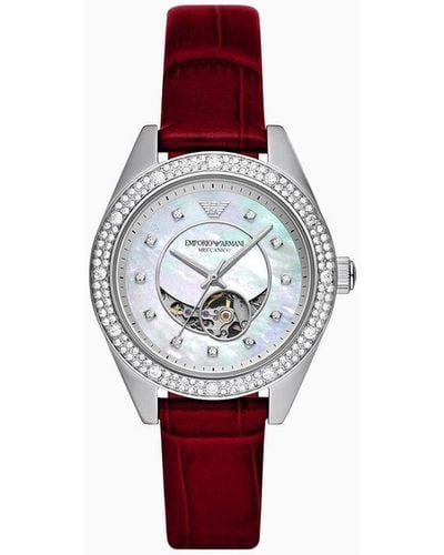 Emporio Armani Automatic Red Leather Watch