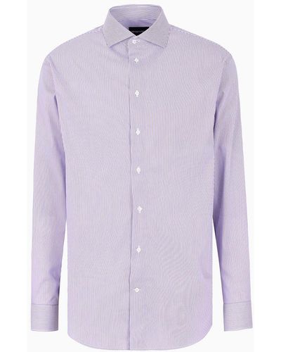 Emporio Armani Modern-fit Shirt In Stretch Cotton Micro-patterned