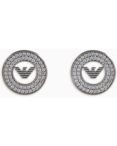 Emporio Armani Sterling Silver Stud Earrings - White