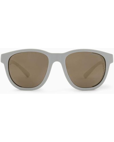Emporio Armani Herrensonnenbrille Mit Austauschbaren Bügeln Aus Der Sustainable collection - Weiß