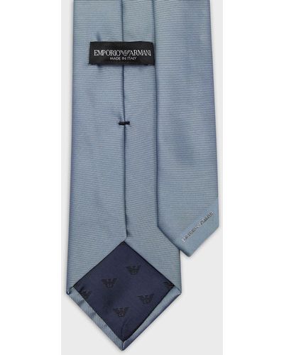 Emporio Armani Otto-style Pure Silk Tie - Blue