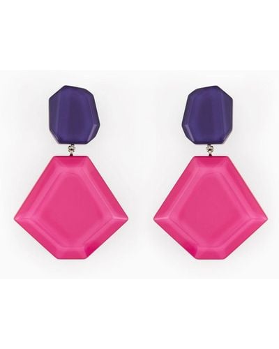 Emporio Armani Oversize Faceted Pendant Earrings - Pink