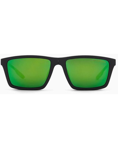Emporio Armani Rechteckige Sonnenbrille Mit Aufsteckbaren Gläsern - Weiß