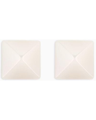 Emporio Armani Oversize Square Faceted Earrings - White