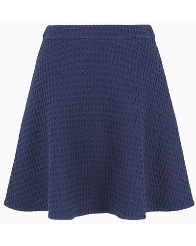 Emporio Armani Waffle-effect Knit Flared Skirt - Blue