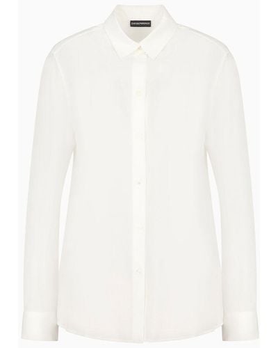 Emporio Armani Silk Crêpe-de-chine Shirt With Pleated Back - White