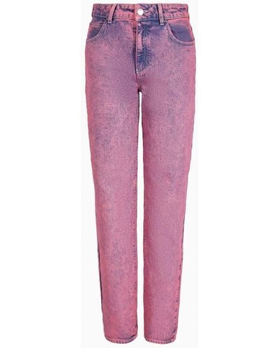 Emporio Armani Sustainability Values Capsule Collection Over-dyed Organic Lyocell-blend Denim Jeans - Pink