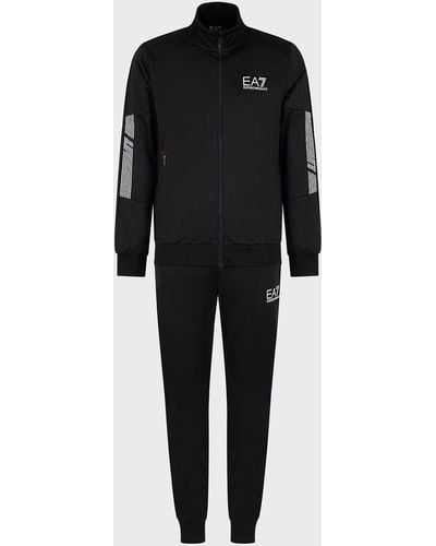 Emporio Armani 7 Lines Tracksuit In Technical Fabric - Black