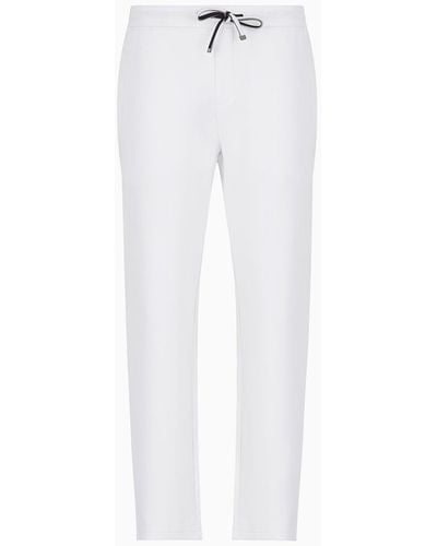 Emporio Armani Pantaloni Jogger In Double Jersey Con Patch Logo Aquila - Bianco