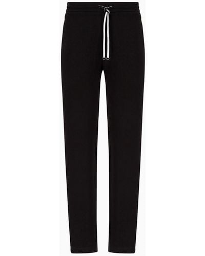 Emporio Armani Double-jersey Sweatpants With Eagle Logo Patch - Black