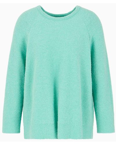 Emporio Armani Seamless Sweater In A Wool-alpaca Blend - Green