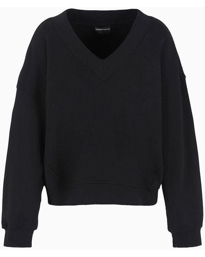Emporio Armani Asv Organic French Terry V-neck Sweatshirt - Black