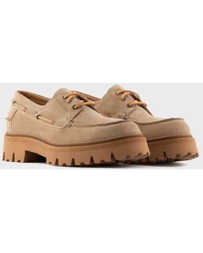 Emporio Armani Chunky-sole Suede Boat Shoes - Natural