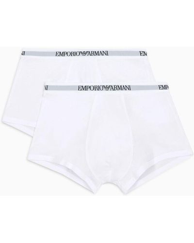 Emporio Armani Pack 2 Parigamba Basic In Puro Cotone - Bianco