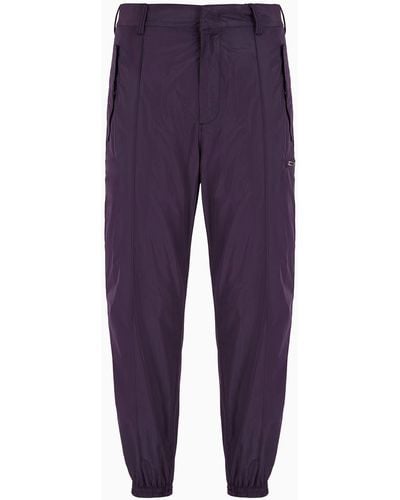 Emporio Armani Lightweight Nylon Trousers With Stretch Ankle Cuffs - Purple