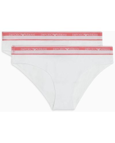 Emporio Armani Asv Two-pack Of Iconic Organic-cotton Briefs With Logo Waistband - White