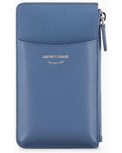 Emporio Armani Phone Case Myea Stampa Cervo Con Zip E Tasche - Blu