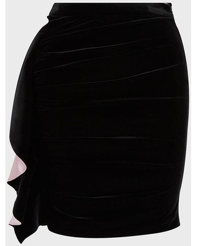 Emporio Armani Minifalda De Punto De Chenilla Con Volante - Negro