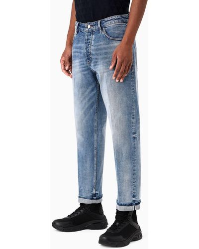 Emporio Armani J69 Loose Fit Jeans Aus Selvedge Denim Lab - Blau