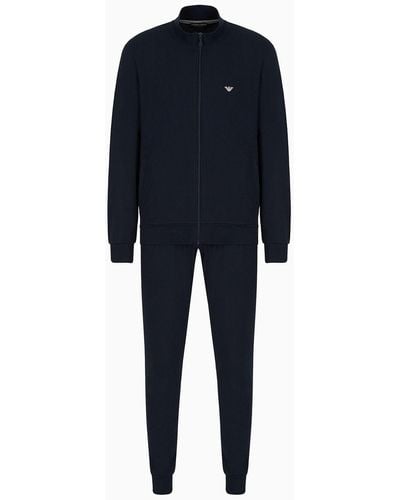 Emporio Armani Loungewear Set With A Sweatshirt Featuring A Full-length Zip - Blue