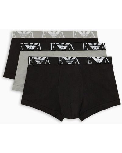Emporio Armani Lot Composé De 3 boxers Avec Logo Monogramme Audacieux - Noir
