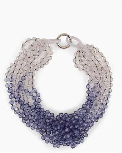 Emporio Armani Gradient Multistrand Necklace With Knot - Blue