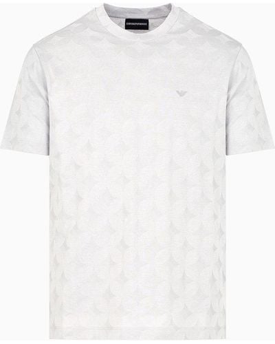 Emporio Armani T-shirt In Jersey Jacquard Motivo Grafico All Over - Bianco