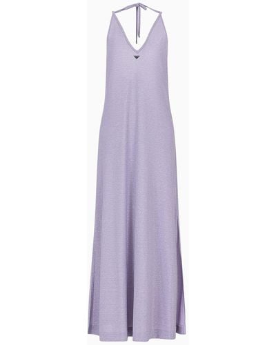 Emporio Armani Lurex Fabric Long Beachwear Dress - Purple