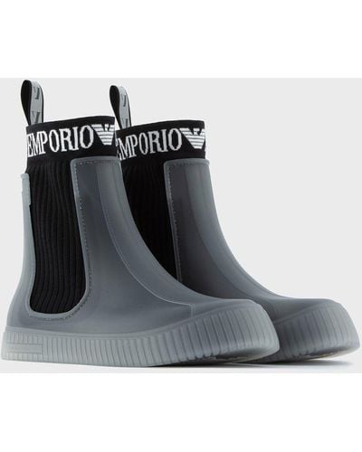 Emporio Armani Sock Boots In Gomma - Nero