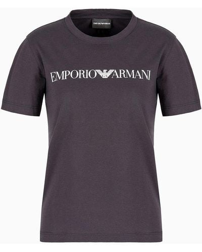 Emporio Armani Asv Organic-jersey T-shirt With Logo Print - Black
