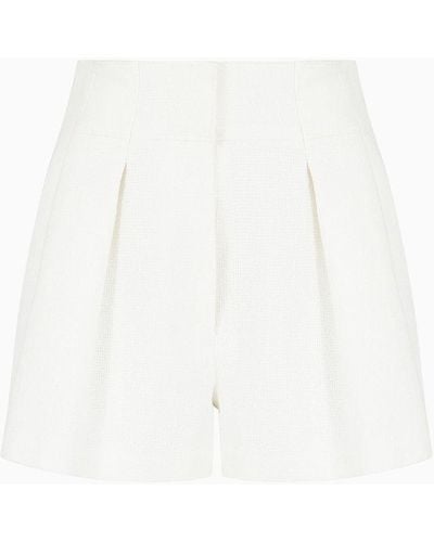 Emporio Armani Pantalones Cortos Con Pinzas En Tweed - Blanco