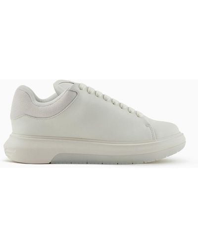 Emporio Armani Sneakers Chunky En Cuir - Blanc