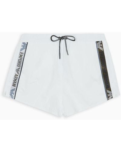 Emporio Armani Bañador Modelo Pantalón Corto De Tejido Reciclado Con Banda Con Logotipo Asv - Gris
