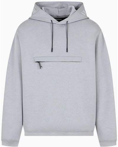 Emporio Armani Travel Essentials Double-jersey Hooded Sweatshirt - Grey