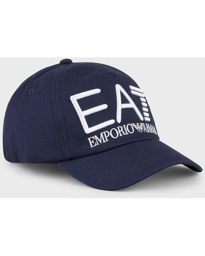 Emporio Armani Logo Series Baseball Cap With Oversized Logo - Blue