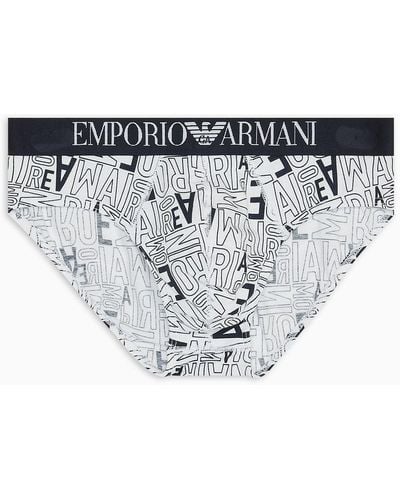 Emporio Armani Stretch Cotton All Over Bold Brief - Blanc