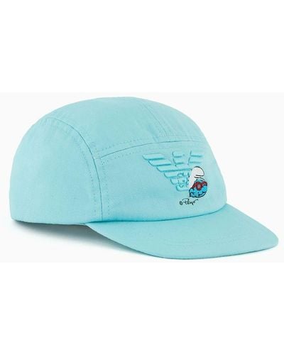 Emporio Armani Baseballcap Mit "the Smurfs"-stickerei - Blau