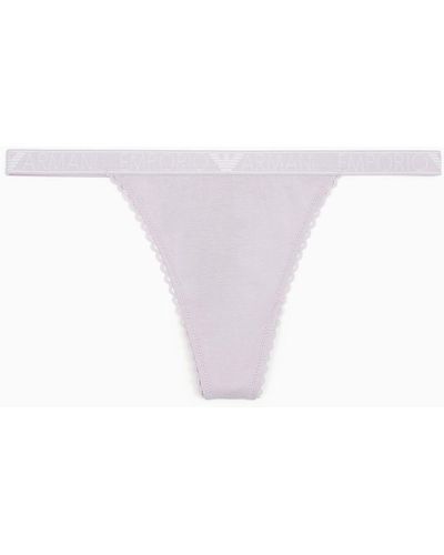 Emporio Armani Asv Dreamy Lace Certified Viscose Thong - White