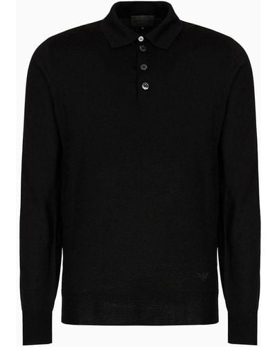 Emporio Armani Knitted Polo Shirts - Black