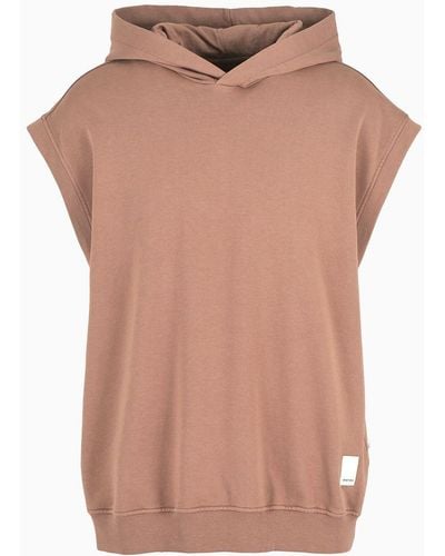 Emporio Armani Sustainability Values Capsule Collection Organic Jersey Sleeveless Hooded Sweatshirt - Pink